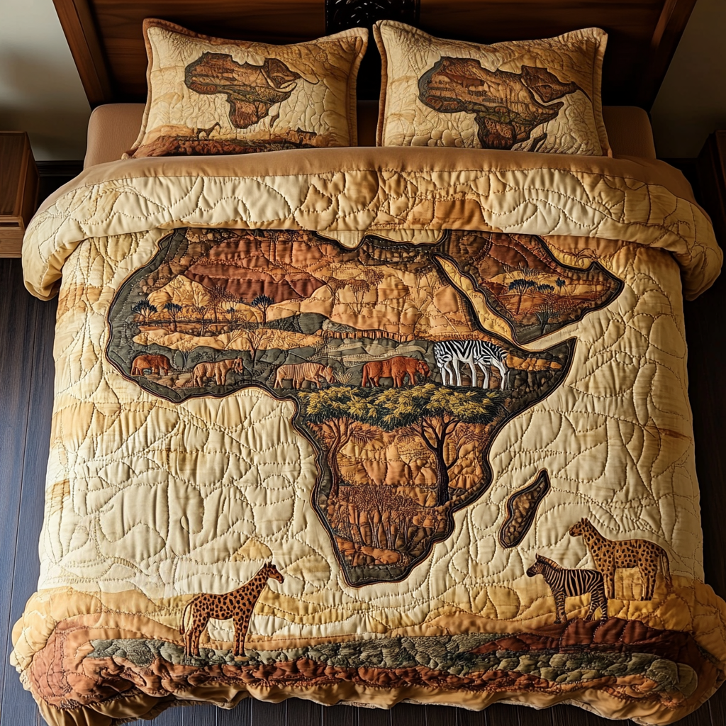 Safari Dream Quilted Bedding Set Bedroom Decor African American Gifts For Women