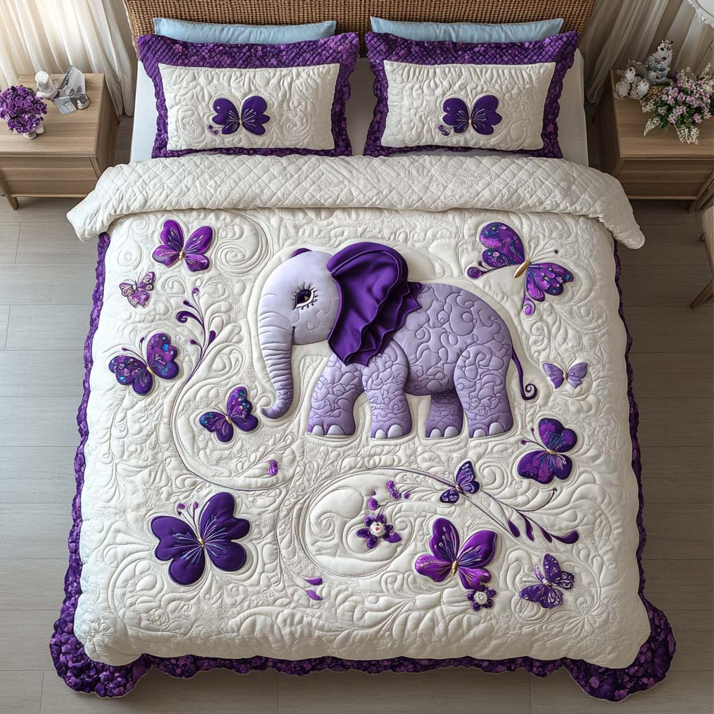 Safari Elephant Beauty Quilted Bedding Set Aesthetic Room Decor Gift Ideas For Elephant Lovers
