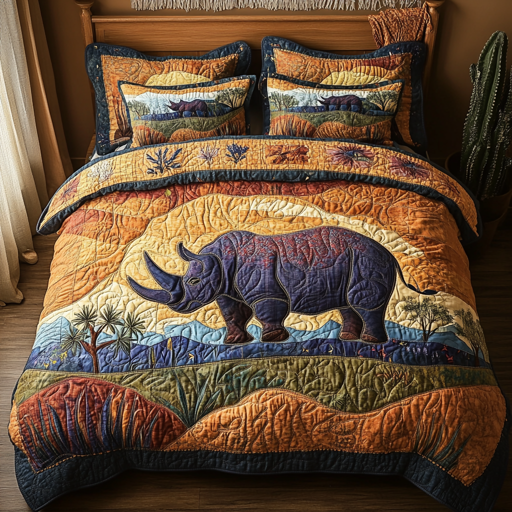 Safari King Quilted Bedding Set Best Comforter Sets Rhino Themed Gifts