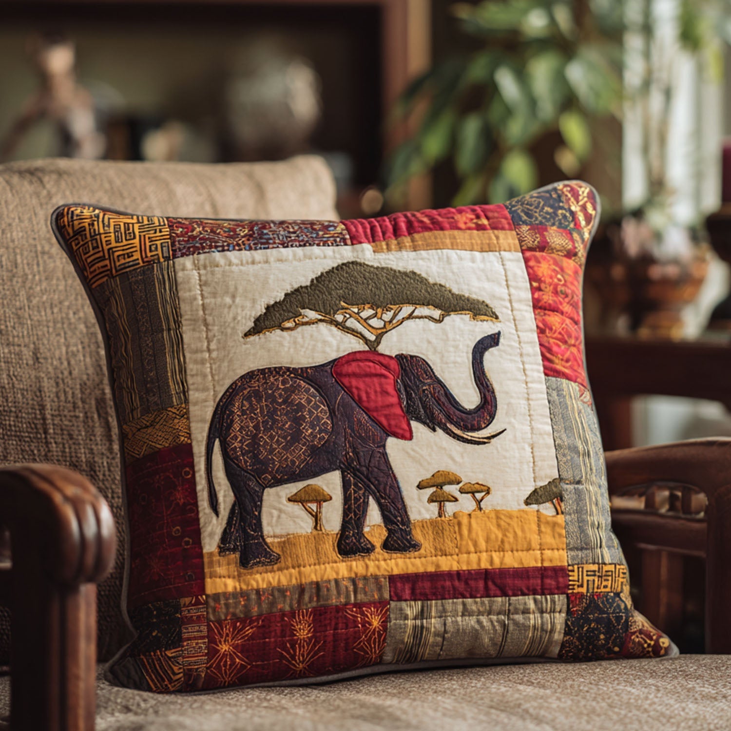 Safari Pride Quilted Pillow Case Best Throw Pillow Covers Unique Elephant Themed Gifts