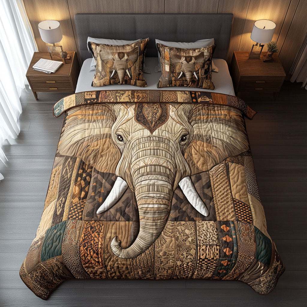 Safari Spirit Quilted Bedding Set Bed Decorations Gifts For Elephant Lovers