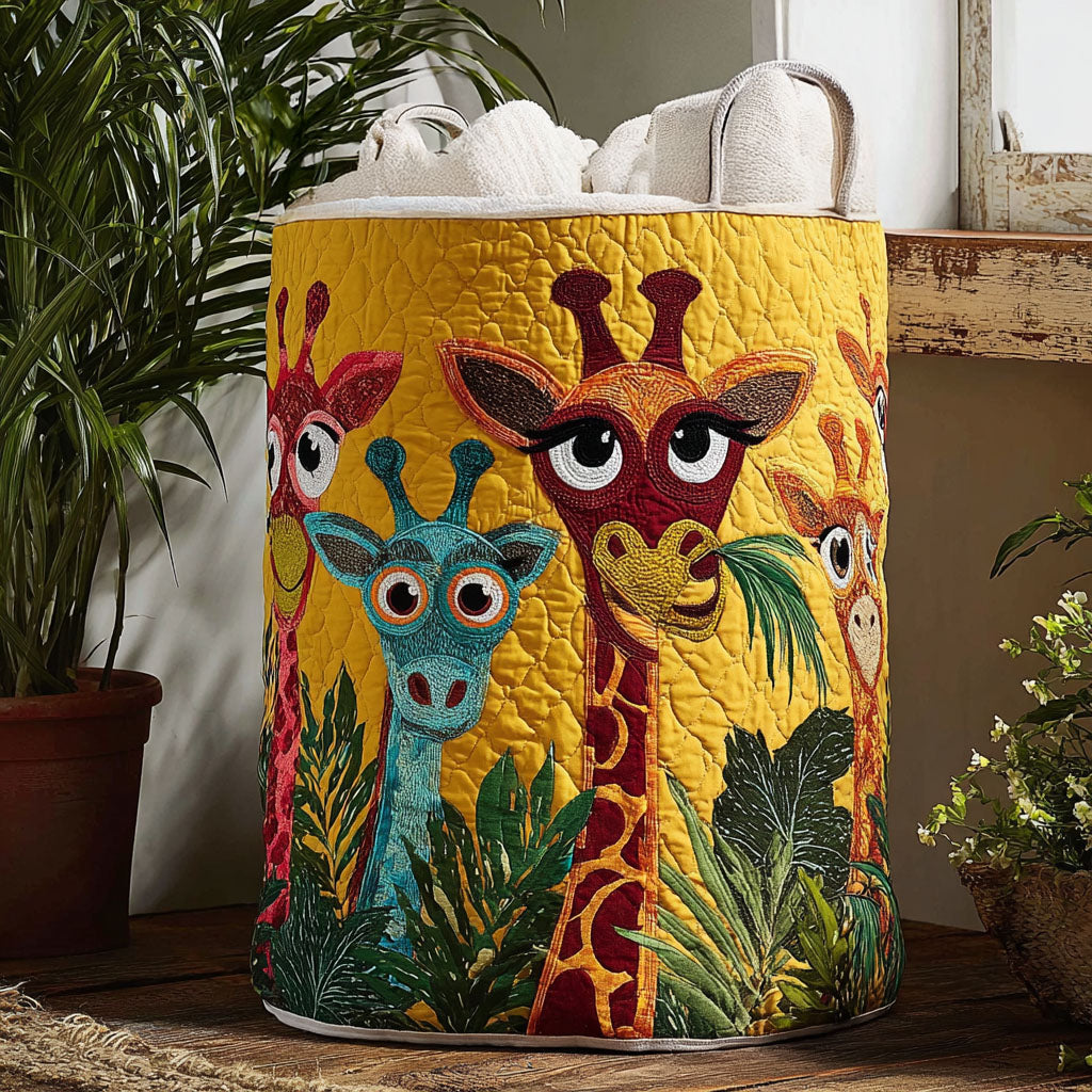 Safari Whimsy Quilted Laundry Basket Merch For Friends