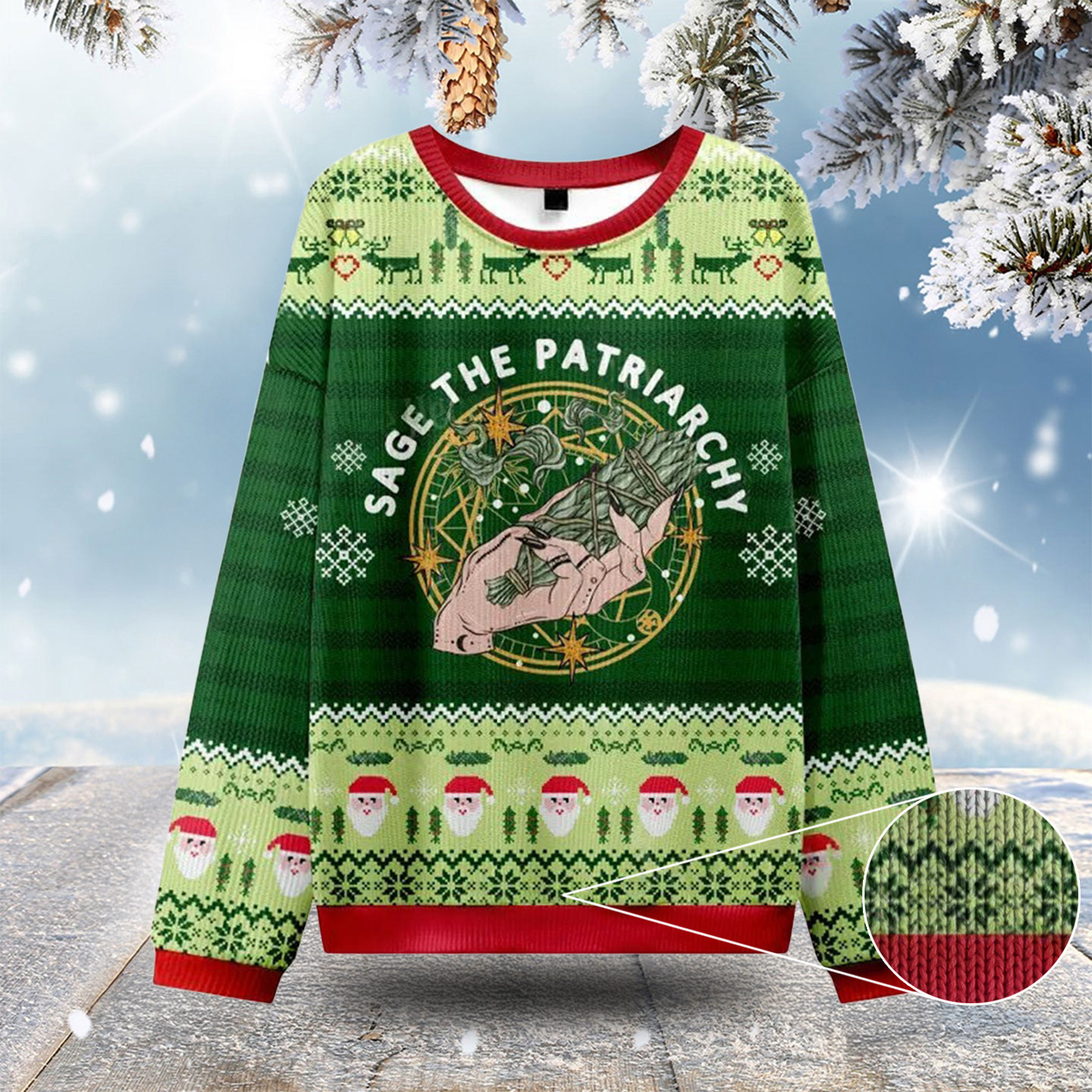 Sage The Patriarchy Ugly Christmas Sweatshirts Funny Ugly Xmas Sweaters Gifts For Wife