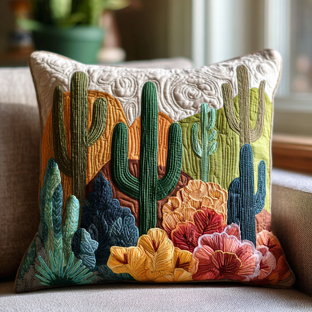 Sagebrush Horizon Quilted Pillow Case Nice Pillow Covers Cactus Gifts For Him