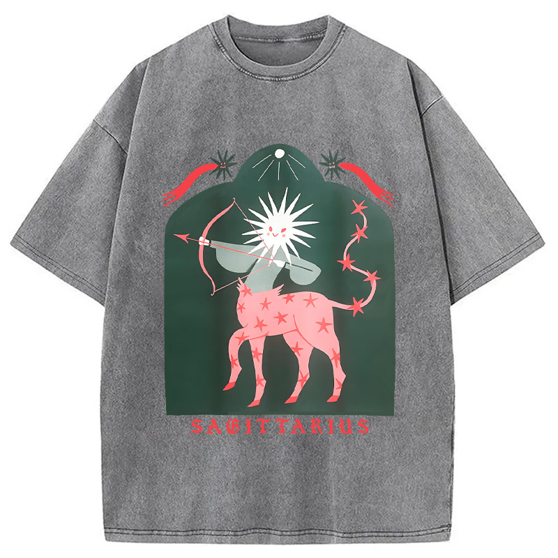 Sagittarius Riso Washed T-Shirt Cool Urban Street Style Shirt Gifts For Best Friend Sagittarius Riso Washed T-Shirt Cool Urban Street Style Shirt Gifts For Best Friend