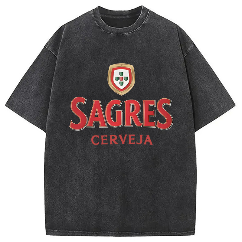 Sagres Beer Japanese Washed T-Shirt Trendy Everyday Casual Outfit Gifts For Best Friend