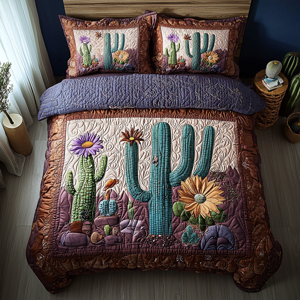 Saguaro Dream Quilted Bedding Set Bed Decor Cactus Gifts For Ladies