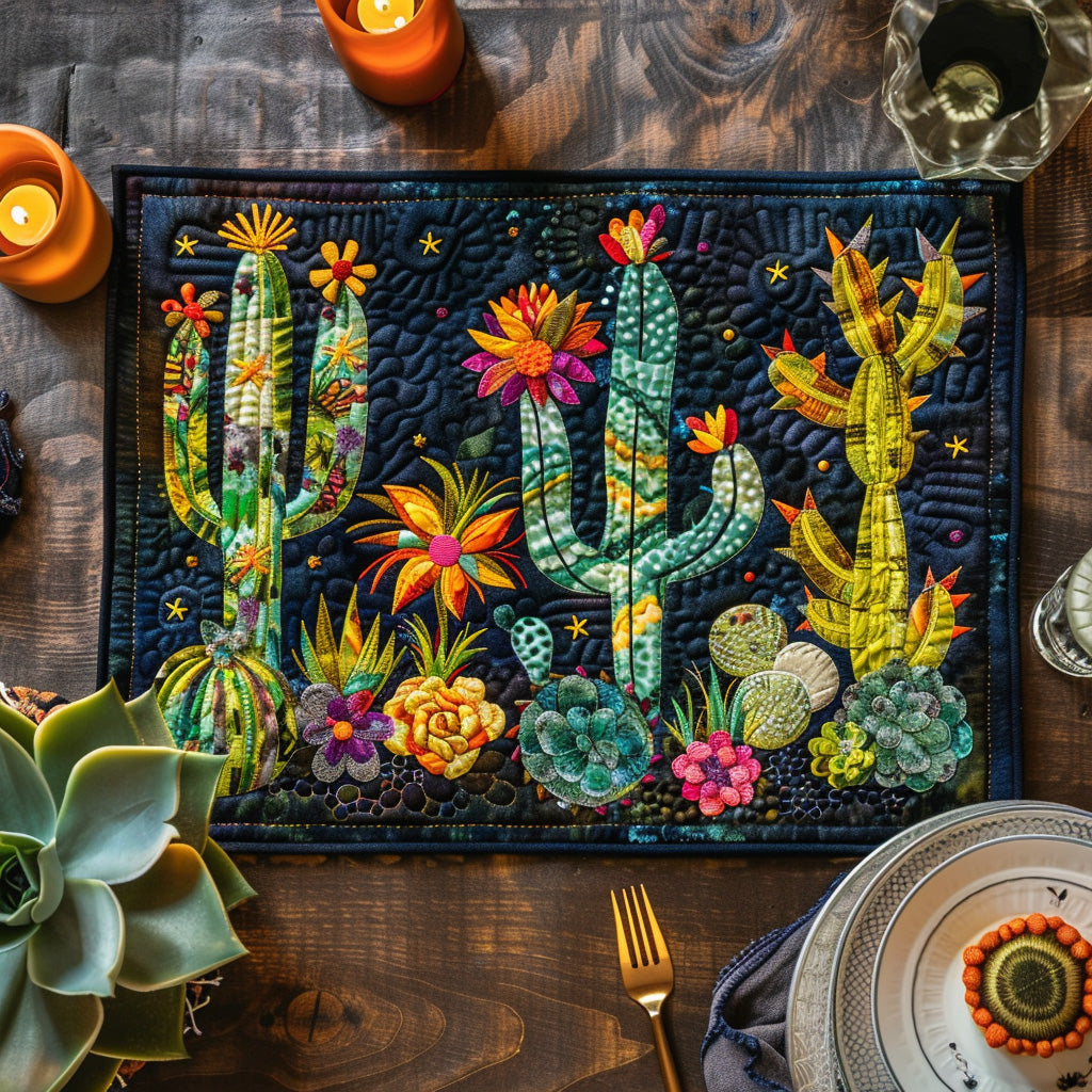 Saguaro Dream Quilted Placemat Dining Room Table Decorated For Christmas Cute Cactus Gifts