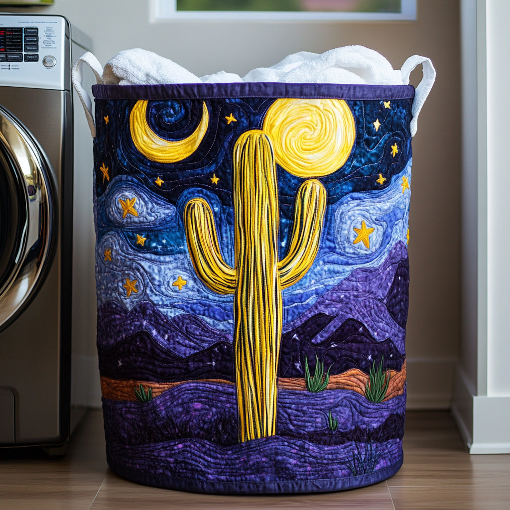 Saguaro Silhouette Quilted Laundry Basket Holiday Gift For Laundry Lovers