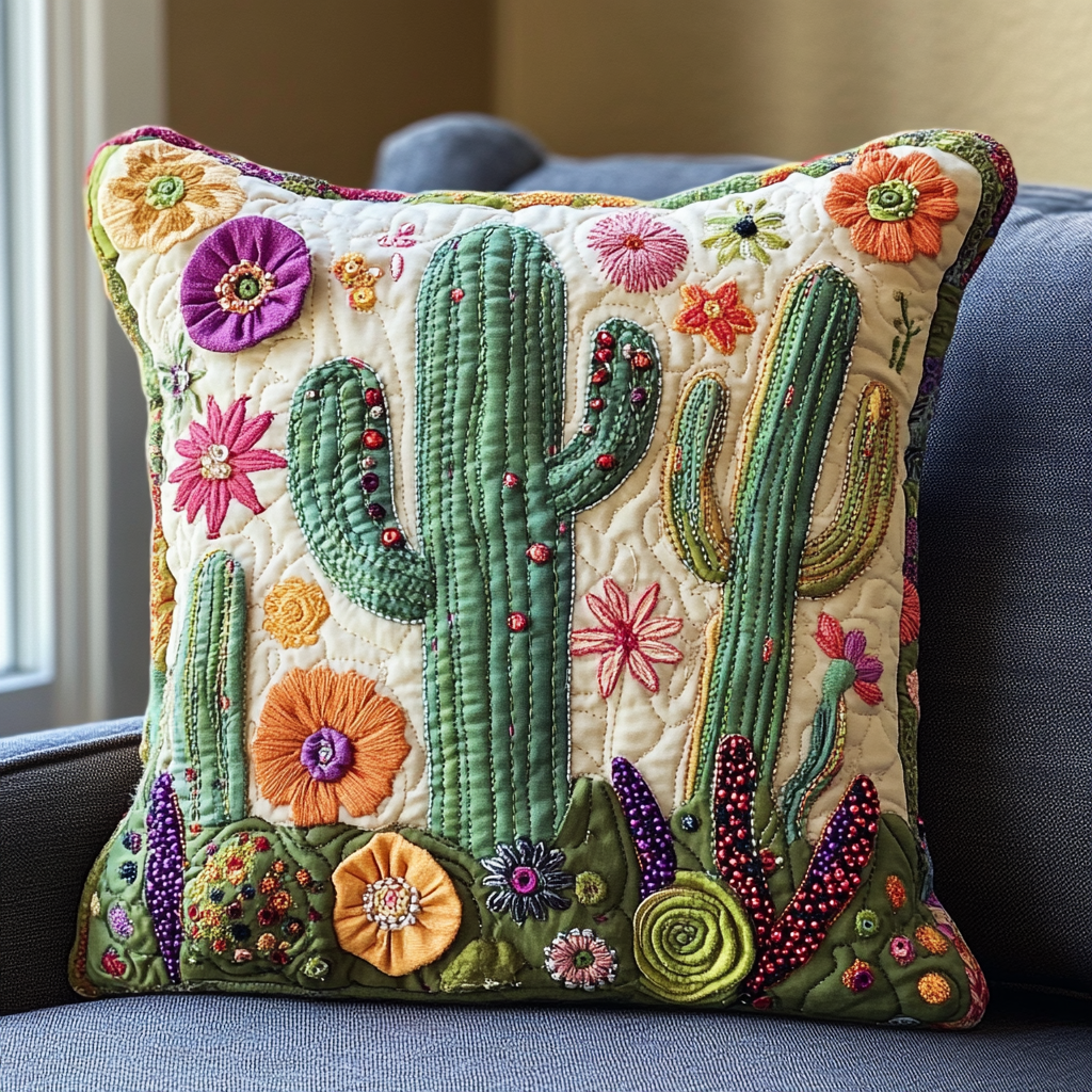 Saguaro Style Quilted Pillow Case Best Cool Pillow Cases Unique Cactus Gifts
