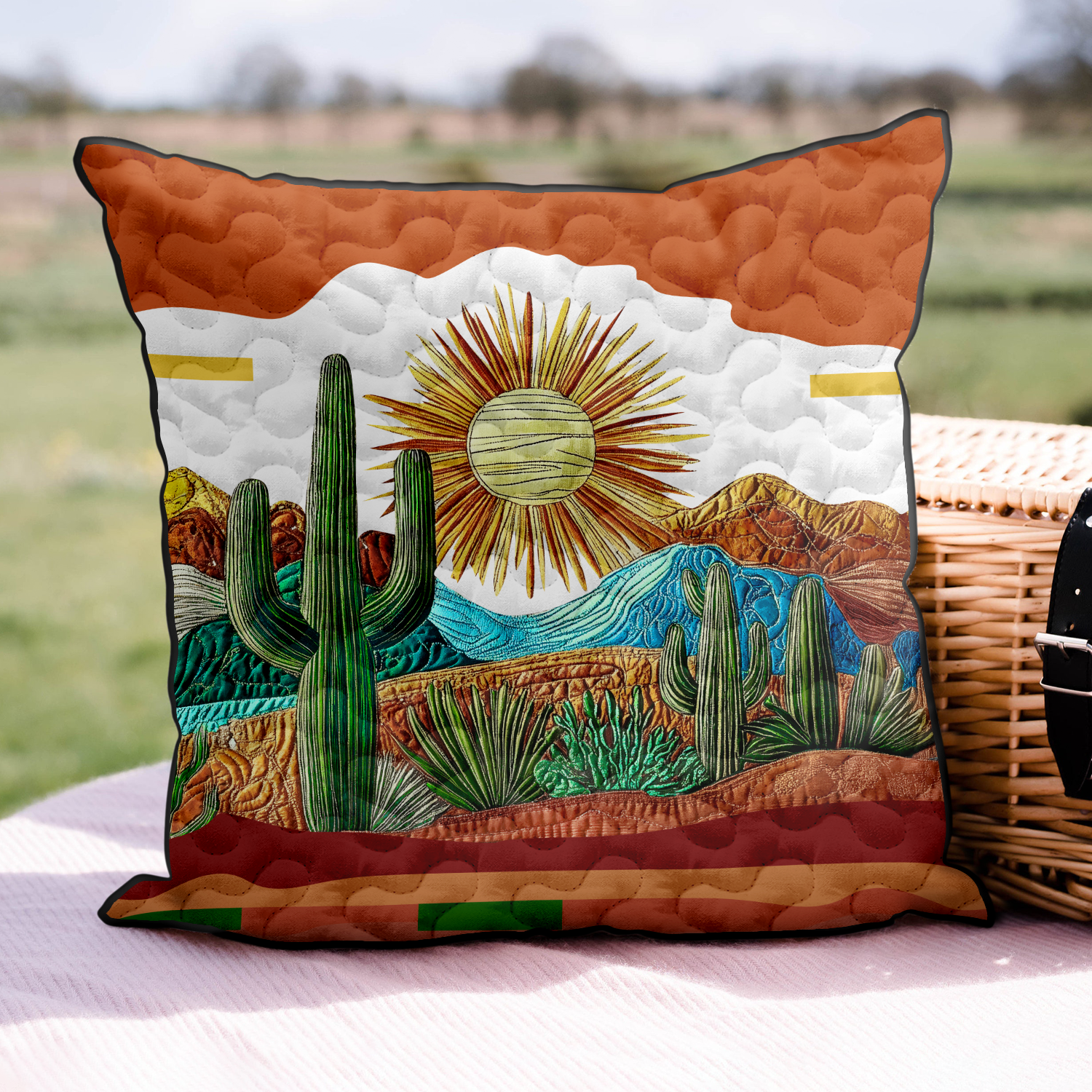Saguaro Sunset Quilted Pillow Case Decorative Pillow Cases Unique Cactus Gifts