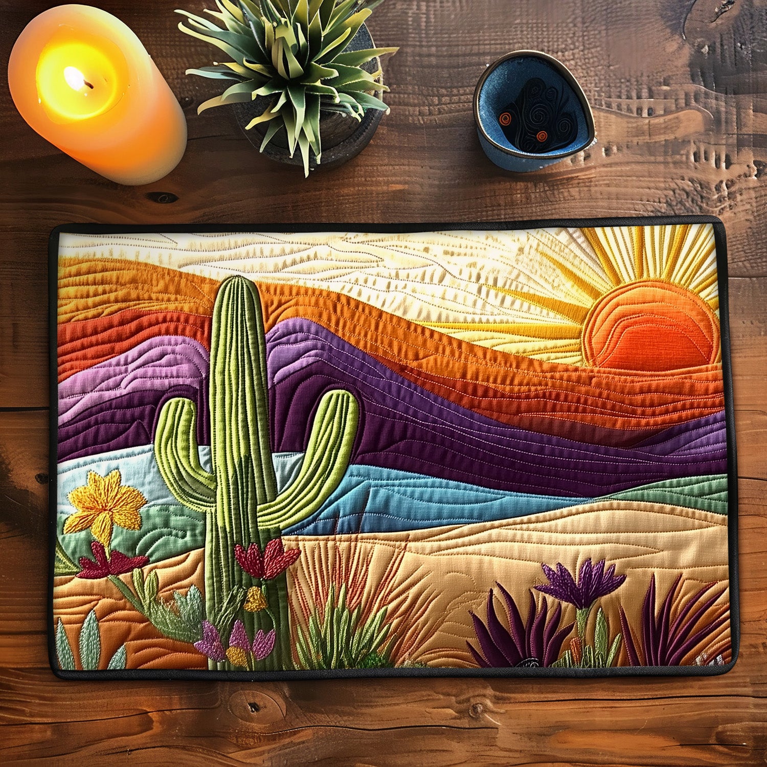 Saguaro Sunset Quilted Place Mat Dining Table Accessories Gifts For Grandma And Grandpa Christmas