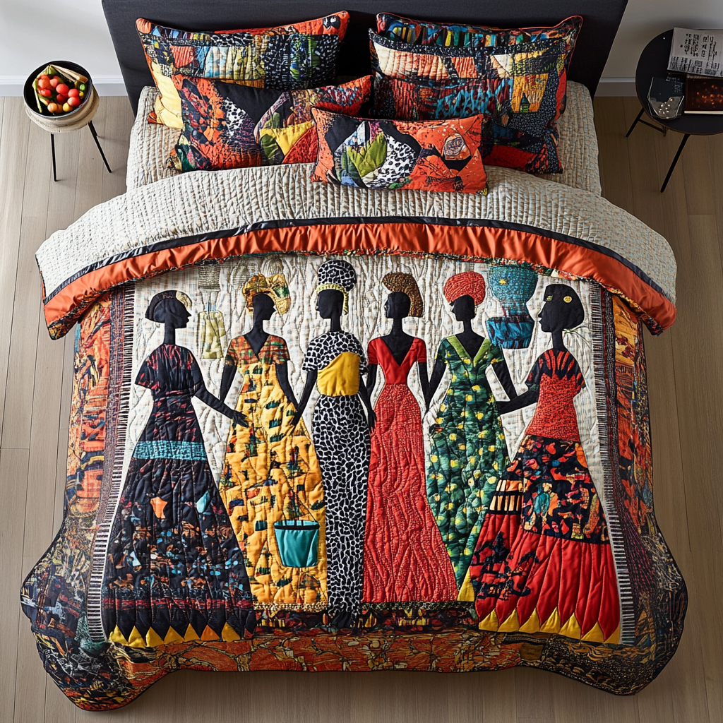 Sahara Beauty Quilted Bedding Set Aesthetic Room Decor African American Gifts For Women