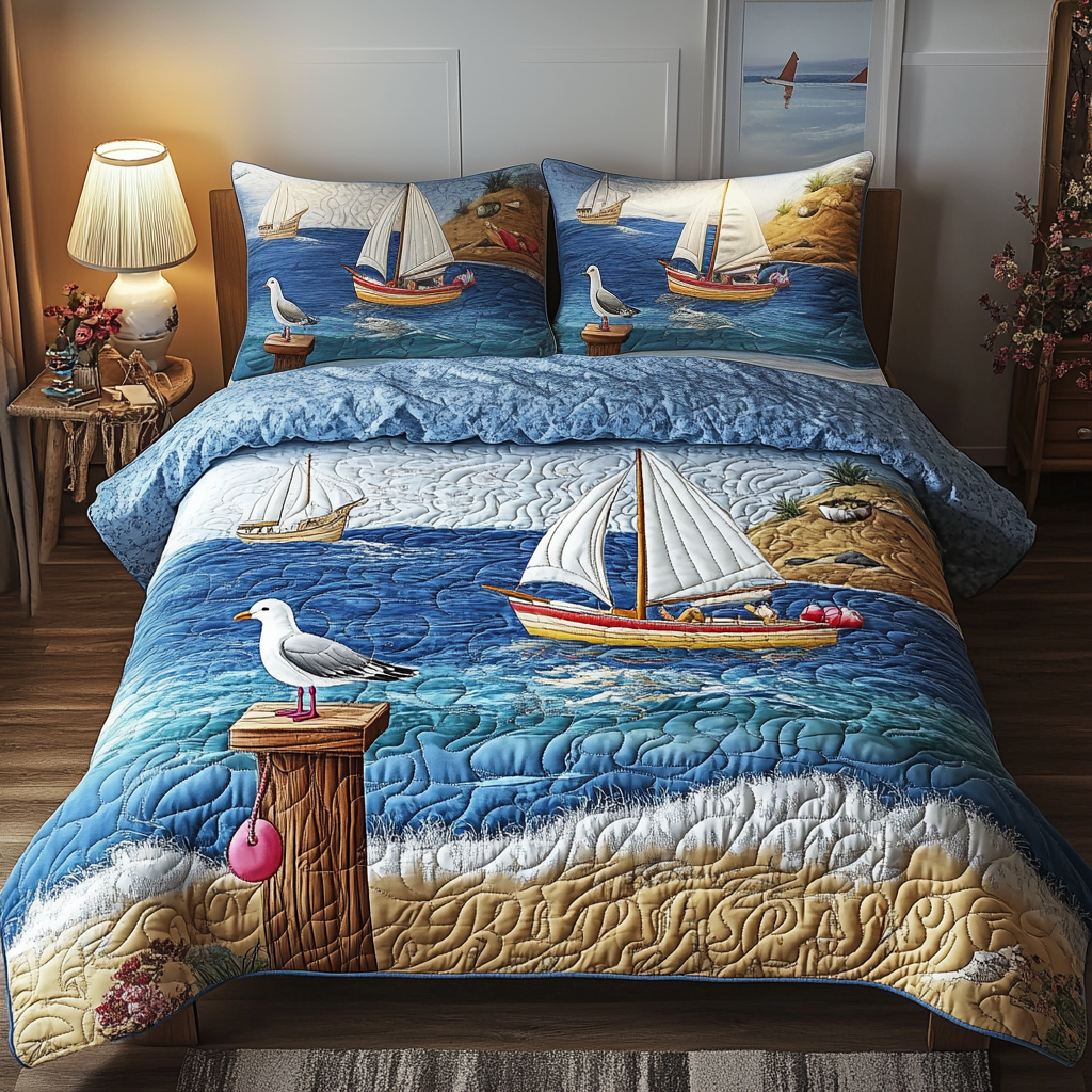 Sail Away Quilted Bedding Set Holiday Duvet Covers Gift Ideas For Birders