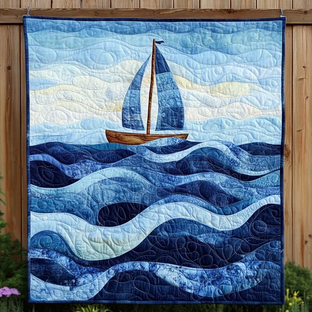 Sailing Waves Quilted Blanket Christmas Blanket Gift