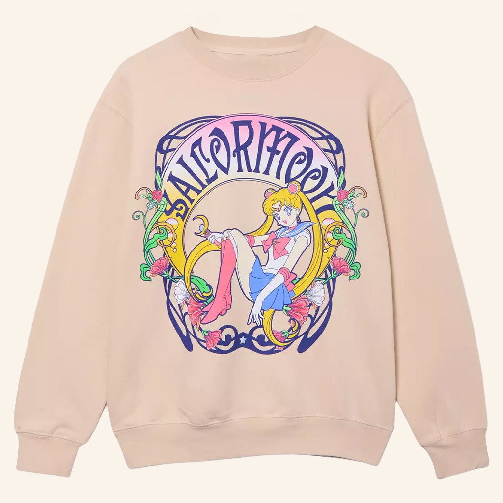 Sailor Moon Merch Sailor Moon Floral Portrait Sweatshirt Gifts For Anime Lovers