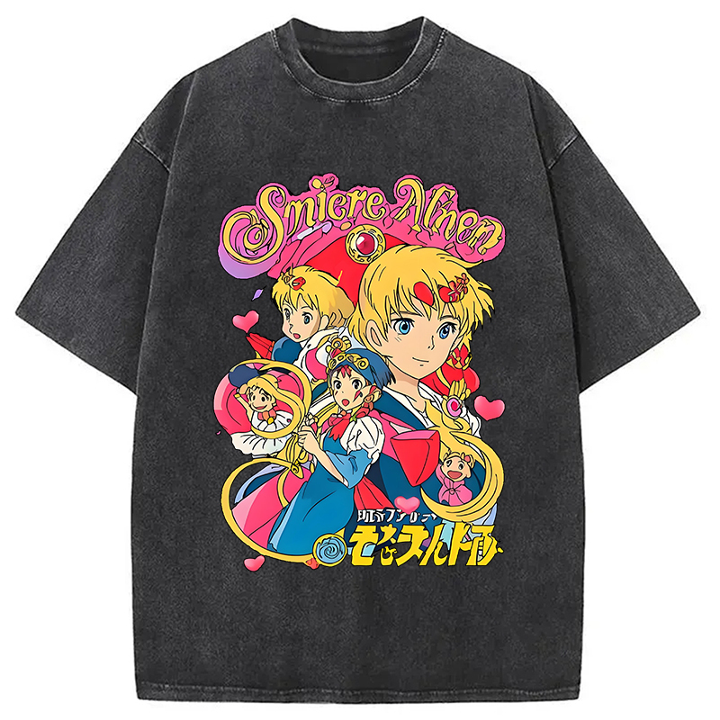 Sailor Moon Vintage Washed T-Shirt Soft Cotton Daily Wear Tee Gifts For Friends