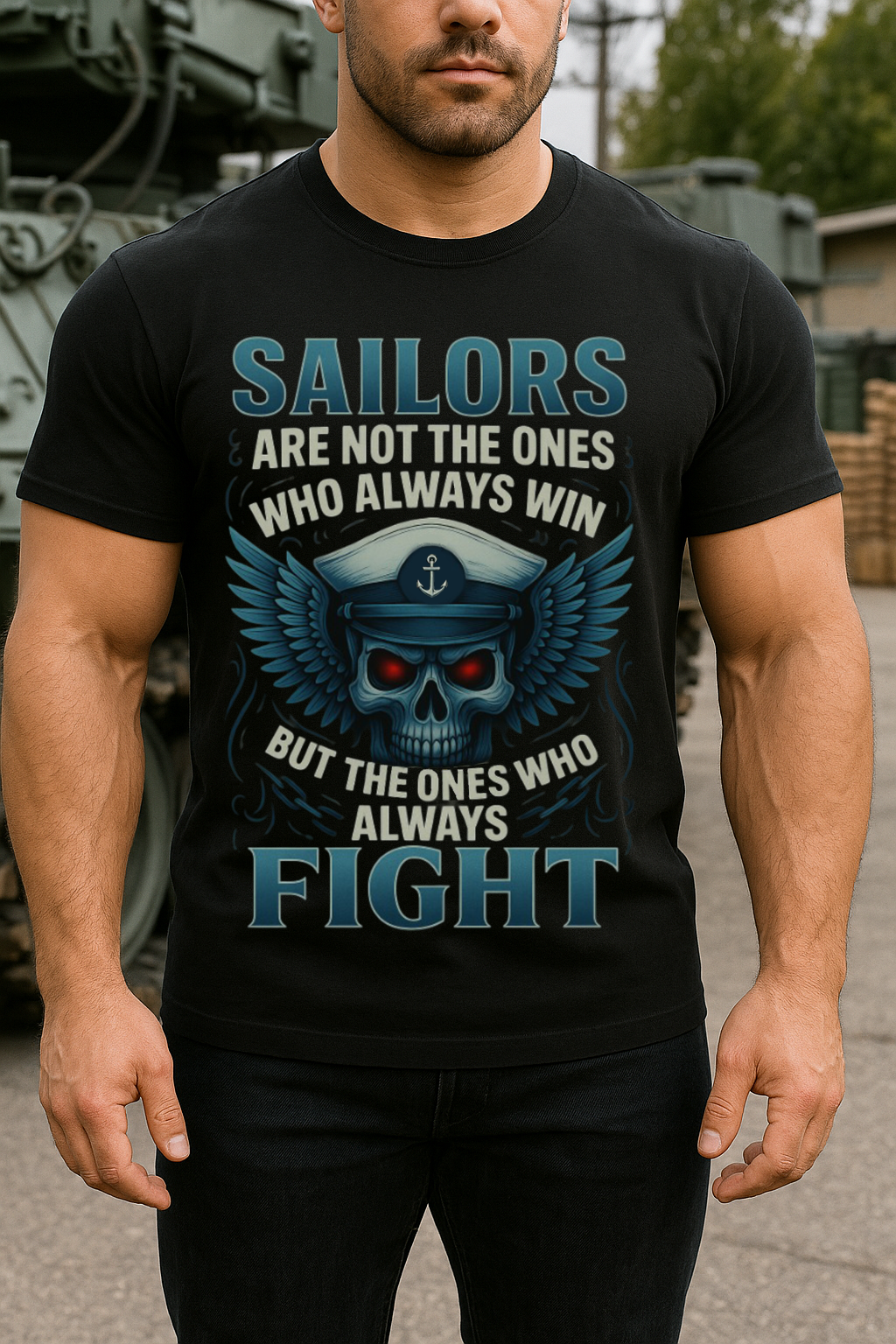 Sailors Always Fight Skull Shirt  Navy Veteran Military T-Shirt Gift