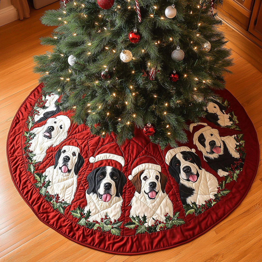 Saint Bernard Christmas Charm Christmas Quilted Tree Skirt Christmas Tree Skirt Gift That Brings Joy