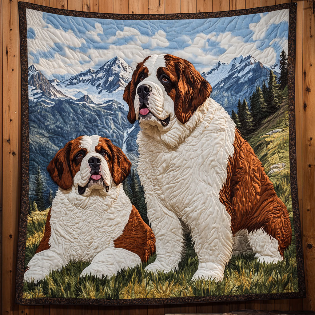 Saint Bernard Christmas Quilt Blanket Art Throw Blanket ALPS Gifts For Bernard Dog Lovers