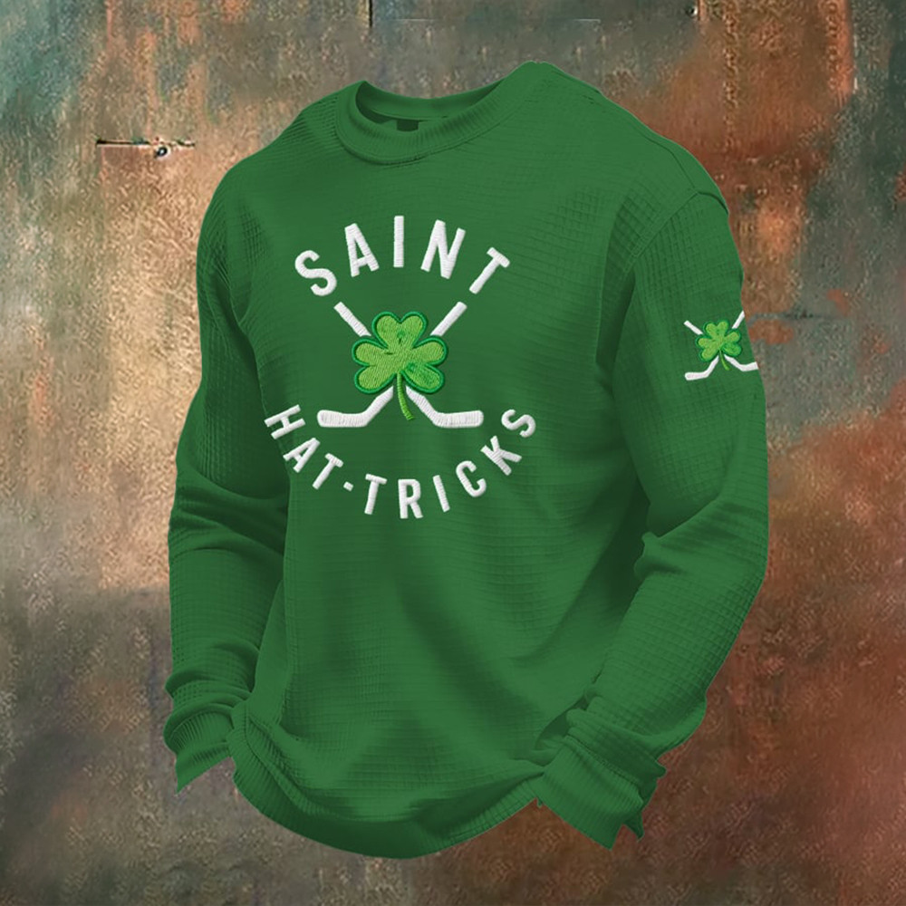 Saint Hat Patrick's Day Hockey Long Sleeve Shirt St Patrick's Day Apparel Hockey Lover Gift For Him