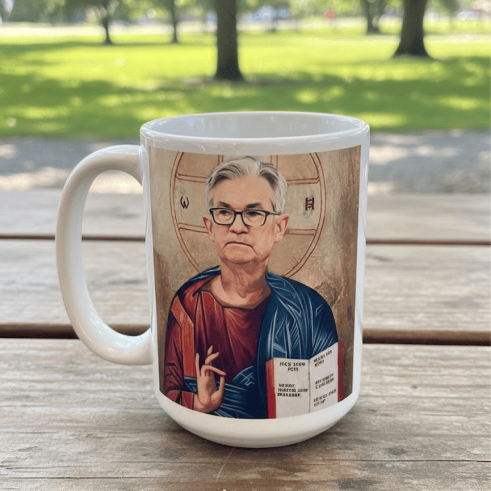 Saint Jerome Powell Money Mug Go Brrr Religious Icon Mug Funny Gift Ideas