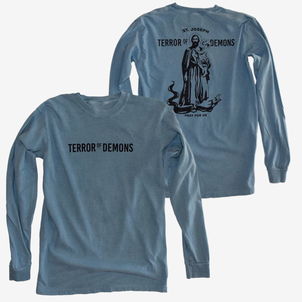 Saint Joseph Terror Of Demons Long Sleeve Shirt Faith Apparel Christian Gift Ideas