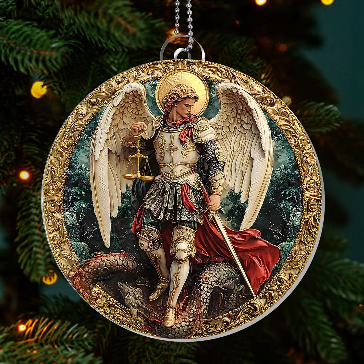 Saint Michael The Archangel Scales Of Judgment Christmas Ornament Christian Christmas Gifts