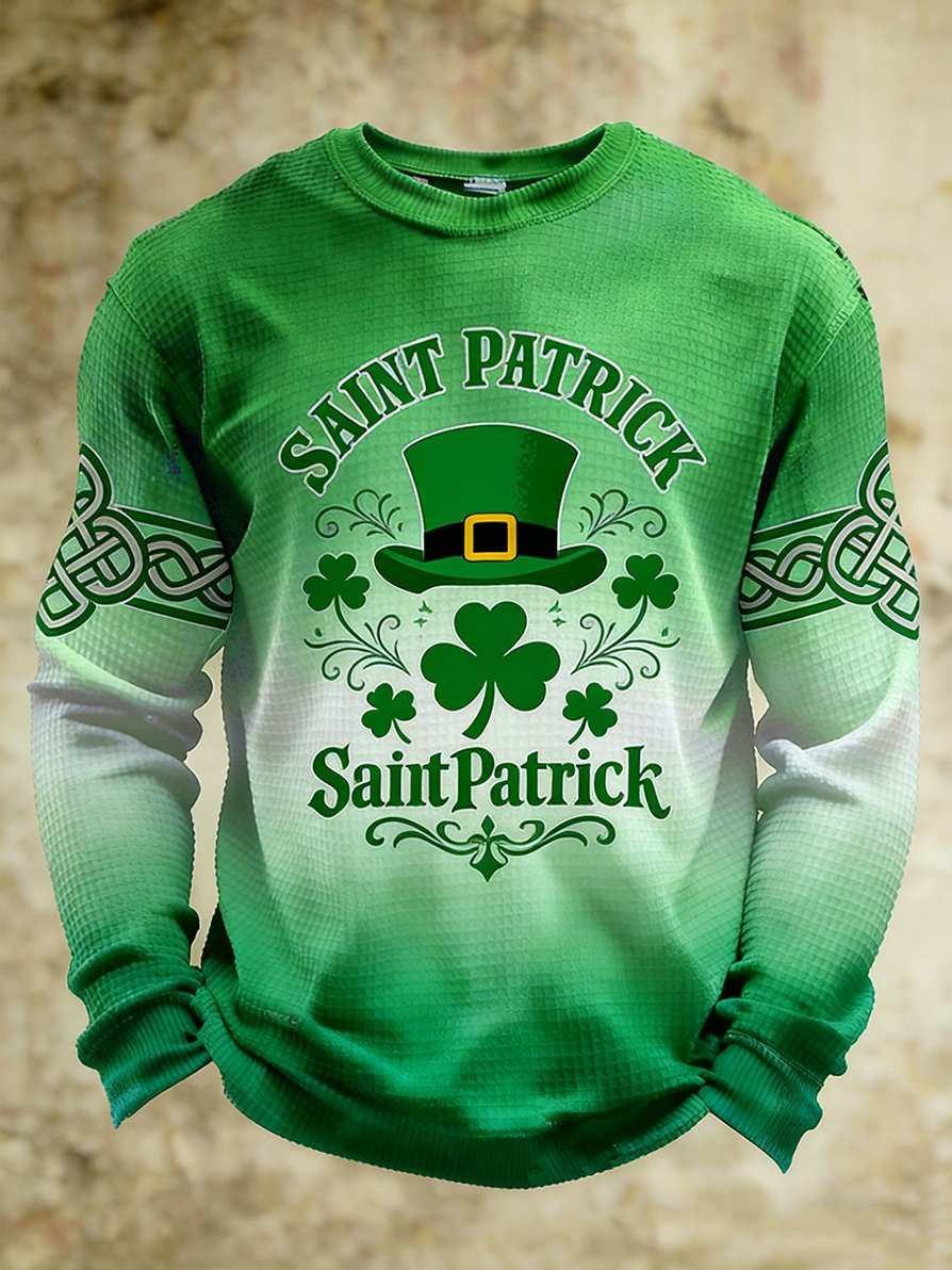 Saint Patrick Clover Graphic Long Sleeve Shirt St Patrick's Day Outfit Cool Gift Ideas