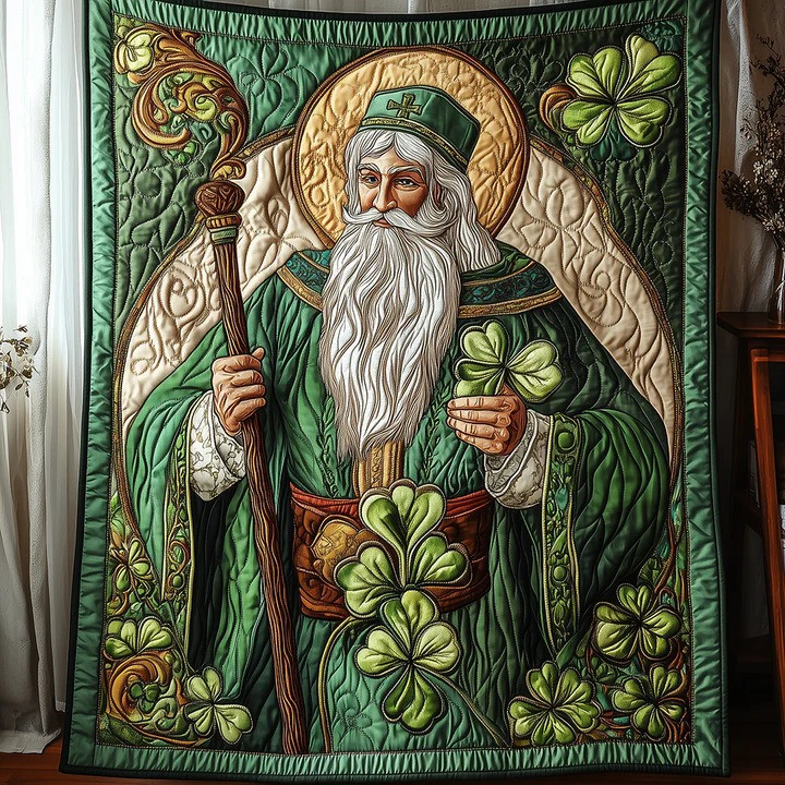 Saint Patrick Quilted Blanket Irish Shamrock Celtic Blanket Decor Best St Pattys Day Gift
