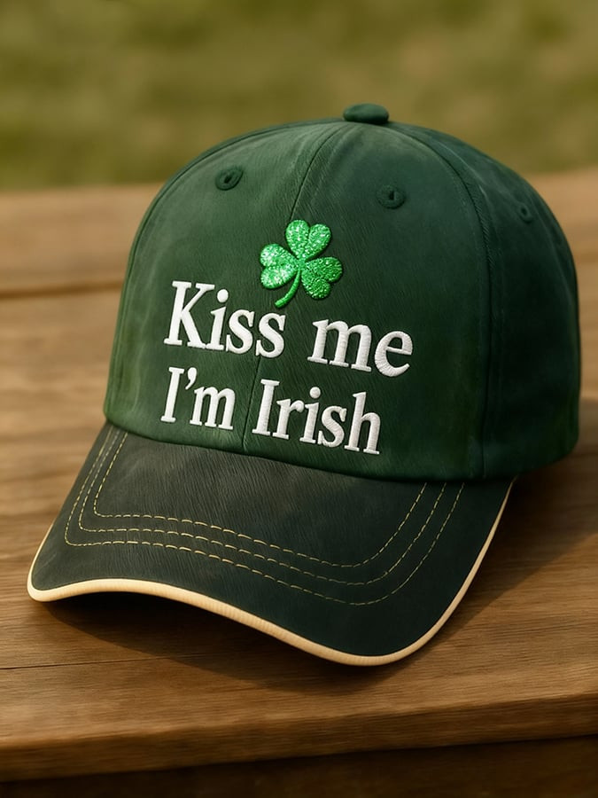 Saint Patrick's Day Kiss Me I'm Irish Hat Embroidered Ireland Forever Holiday Hat Dad Gift