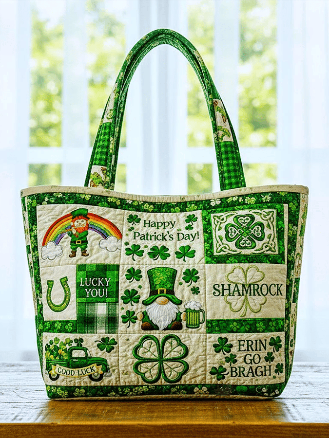 Saint Patrick's Day Shamrock Quilted Handbag Unique St Patrick'S Day Gifts For Girlfriend