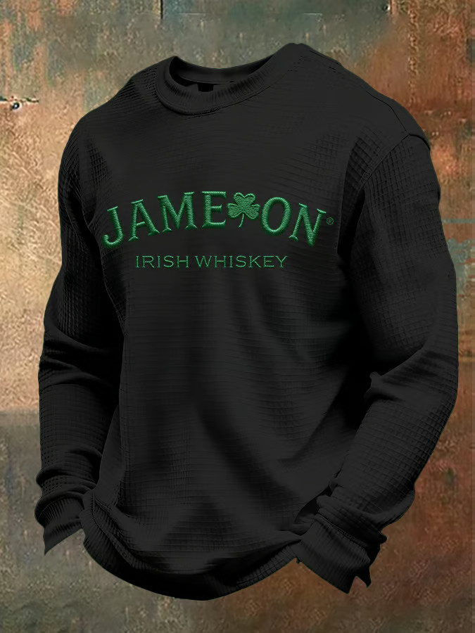 Saint Patty'S Day Jameson Irish Whiskey Print Casual Long Sleeve T Shirt Lucky Irish Gifts