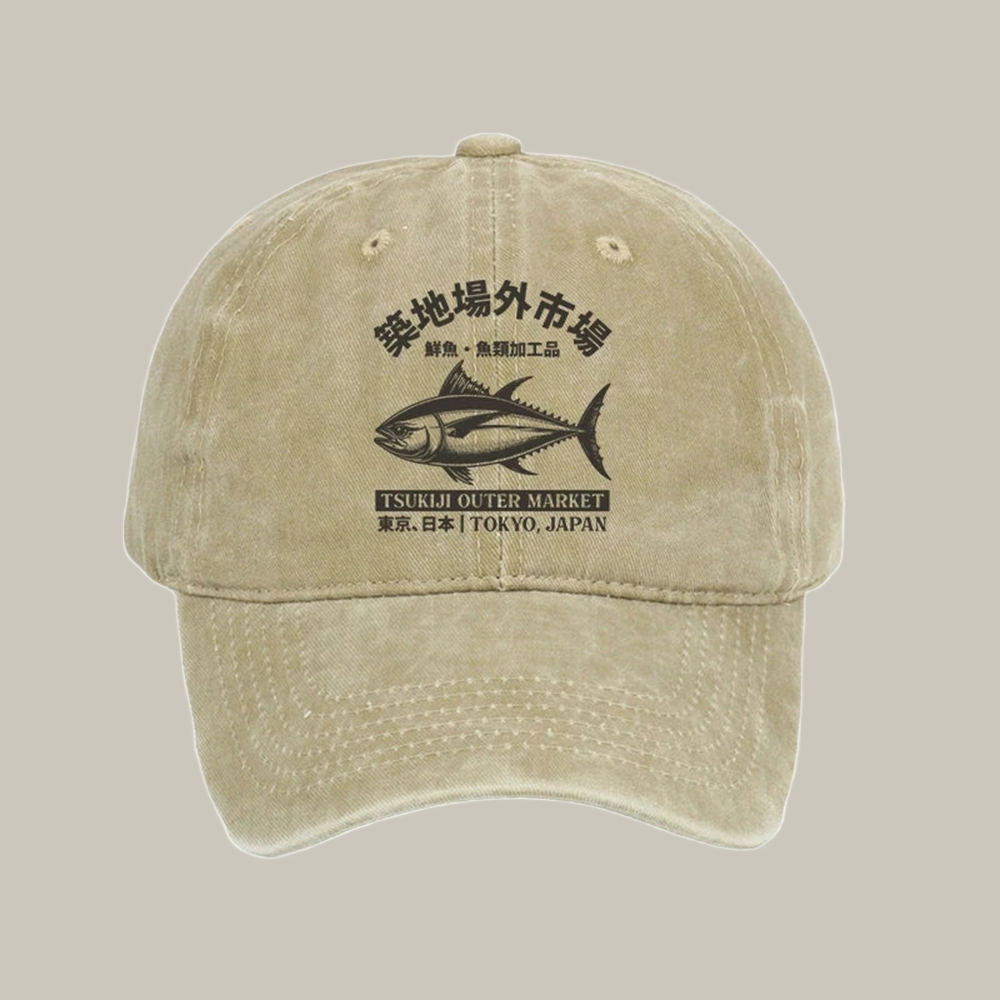 Sakana Tsukiji Fish Market Washed Cap unique baseball cap Best Christmas Gifts For Men