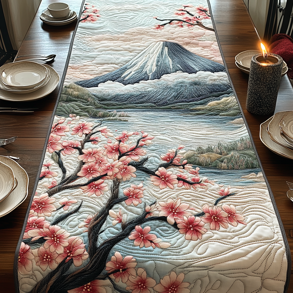 Sakura Harmony Quilted Table Runner Kitchen Table Decor Ideas Gifts For The Family Christmas