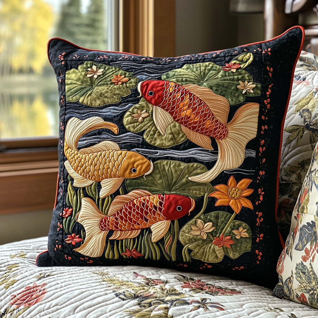 Sakura Swim Quilted Pillow Case Best Throw Pillow Covers Koi Fish Merchandise Gifts