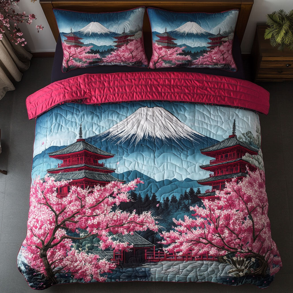 Sakura Whisper Quilted Bedding Set Cute Japanese Bedroom Decor Christmas Giving Ideas For Families