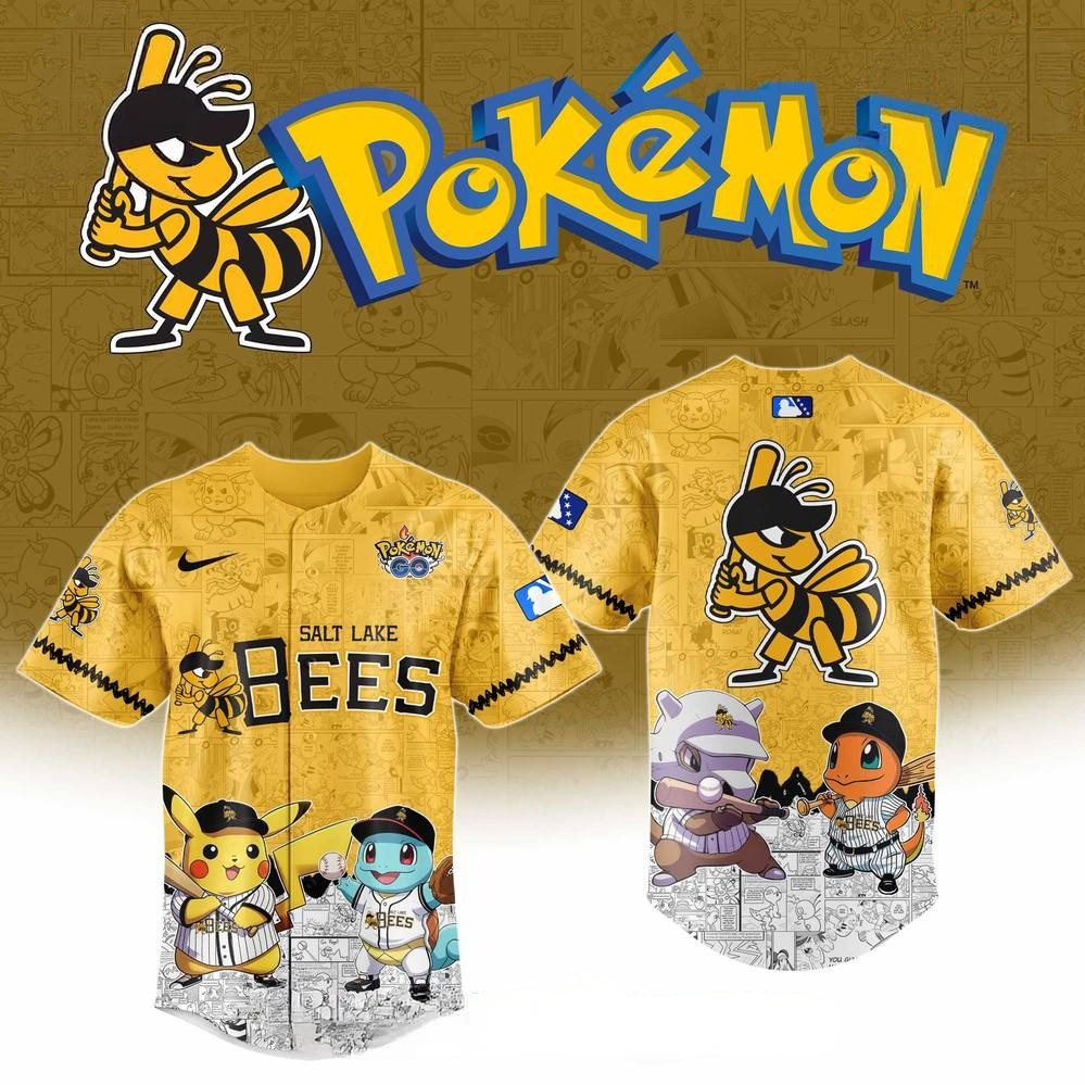 Salt Lake Bees x Pokemon Go Special Baseball Jersey Gifts For Baseball Lovers