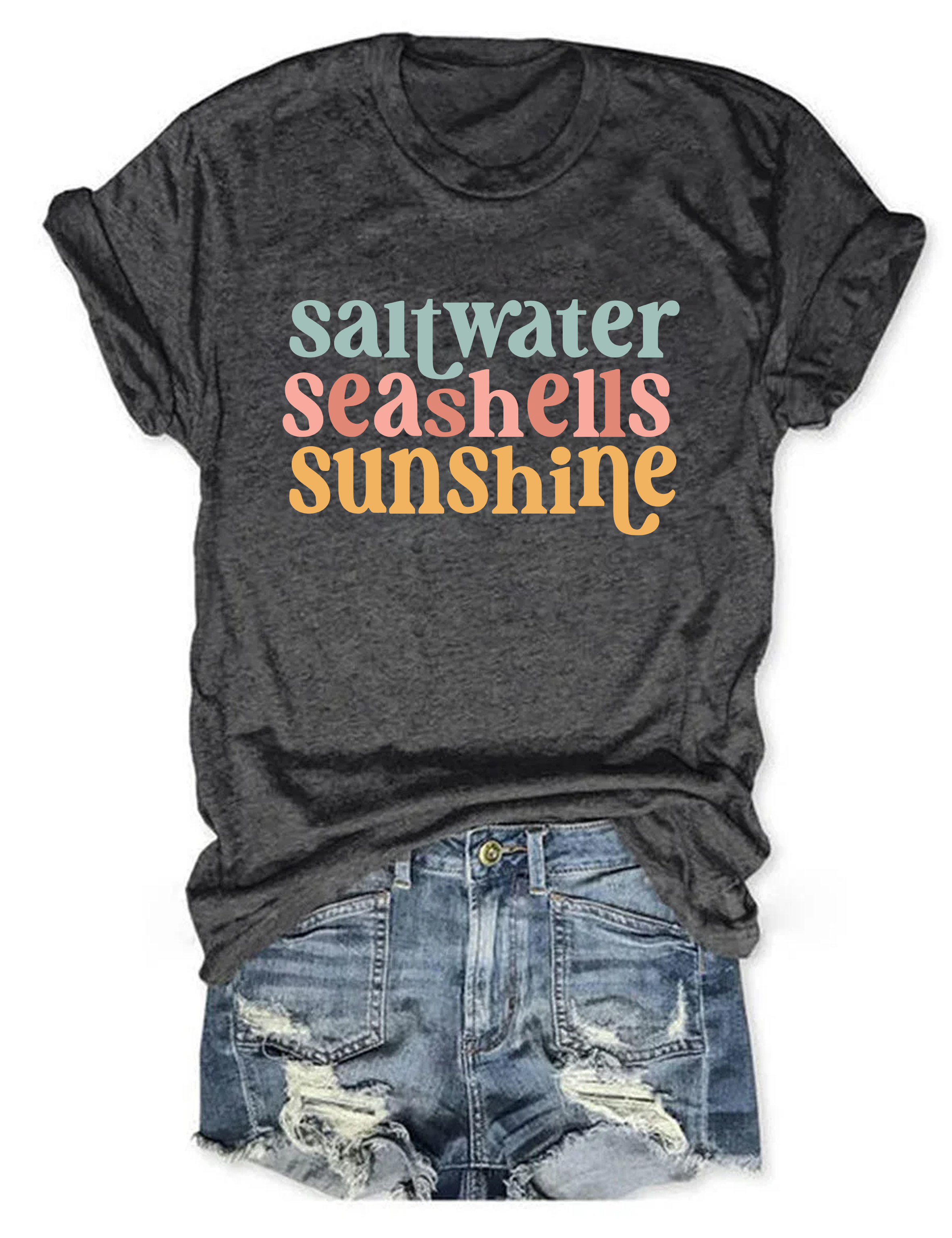Saltwater Seashells Sunshine T-Shirt Sarcastic Clothes Cool Shirt Best Gifts For Girlfriend