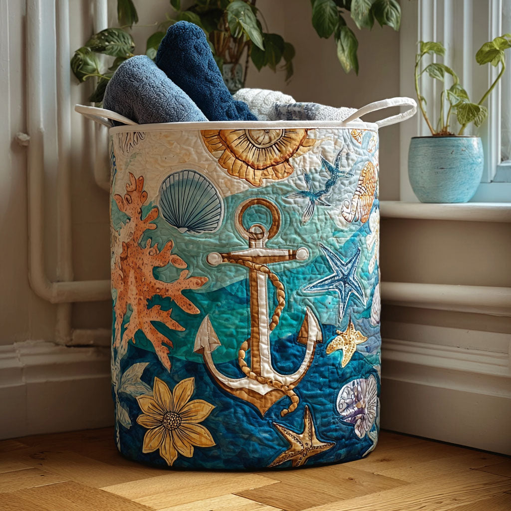 Salty Air Quilted Laundry Basket Ideal Gift For Mom