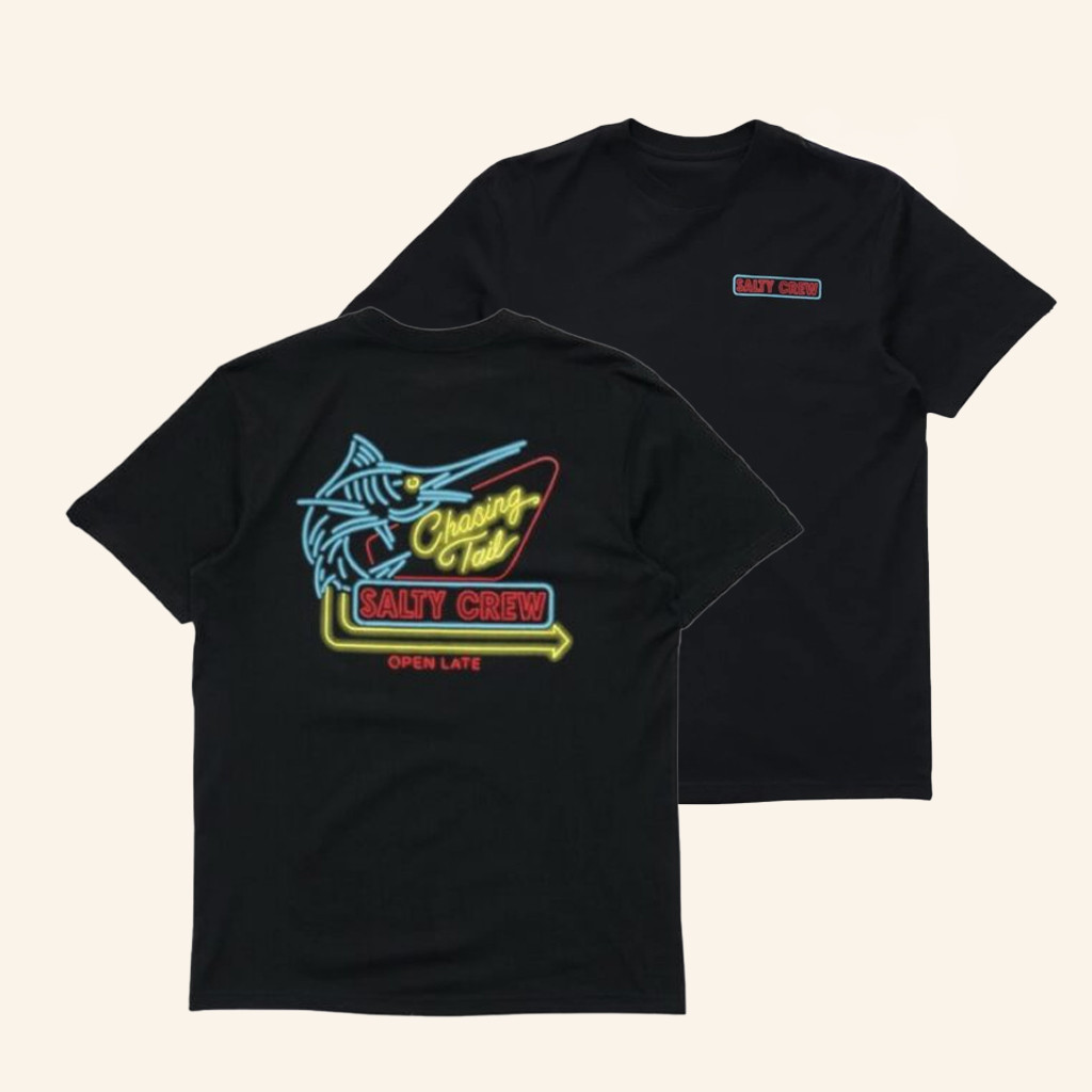 Salty Crew Merch Neon Sign Black T-Shirt Best Gifts For Boyfriend