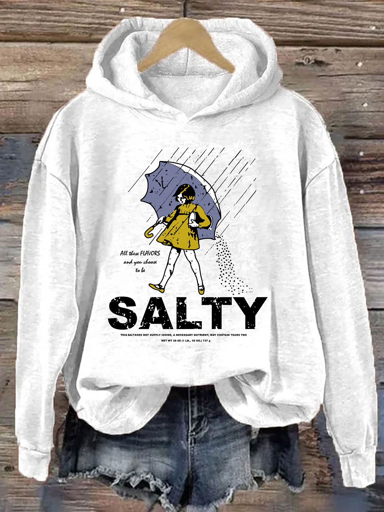 Salty Girl Hoodie Girl Standing Under The Rain Novelty Clothing Unique Presents For Her