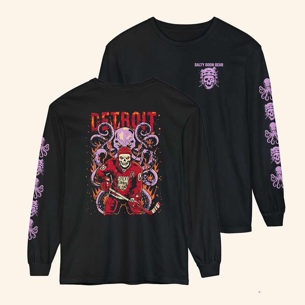 Salty Goon Gear Merch Red Line Reaper Ice Hockey Long Sleeve Shirt Gifts For Boyfriend