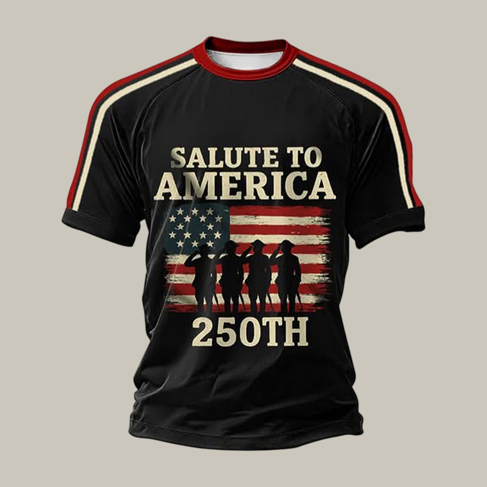 Salute To America 250th Anniversary T-Shirt Independence Day 2026 Shirt Gift Idea For Boyfriend