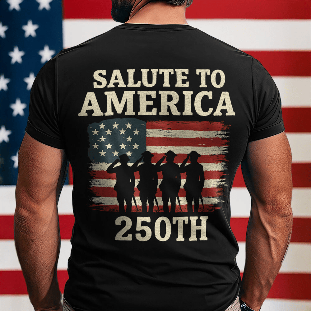 Salute To America 250th Veteran T-Shirt July 4Th Clothes Patriotic Gift For Husband