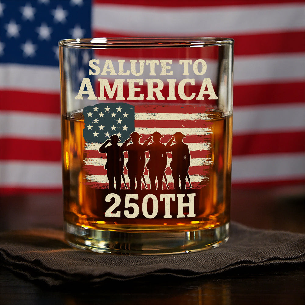 Salute To America 250th Veteran Whiskey Glass Happy America 250 Gifts America 250 Merchandise Gifts For Patriotic Dad