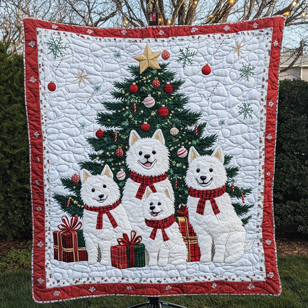 Samoyed Noel Quilted Blanket Dog And Owner Gift Ideas