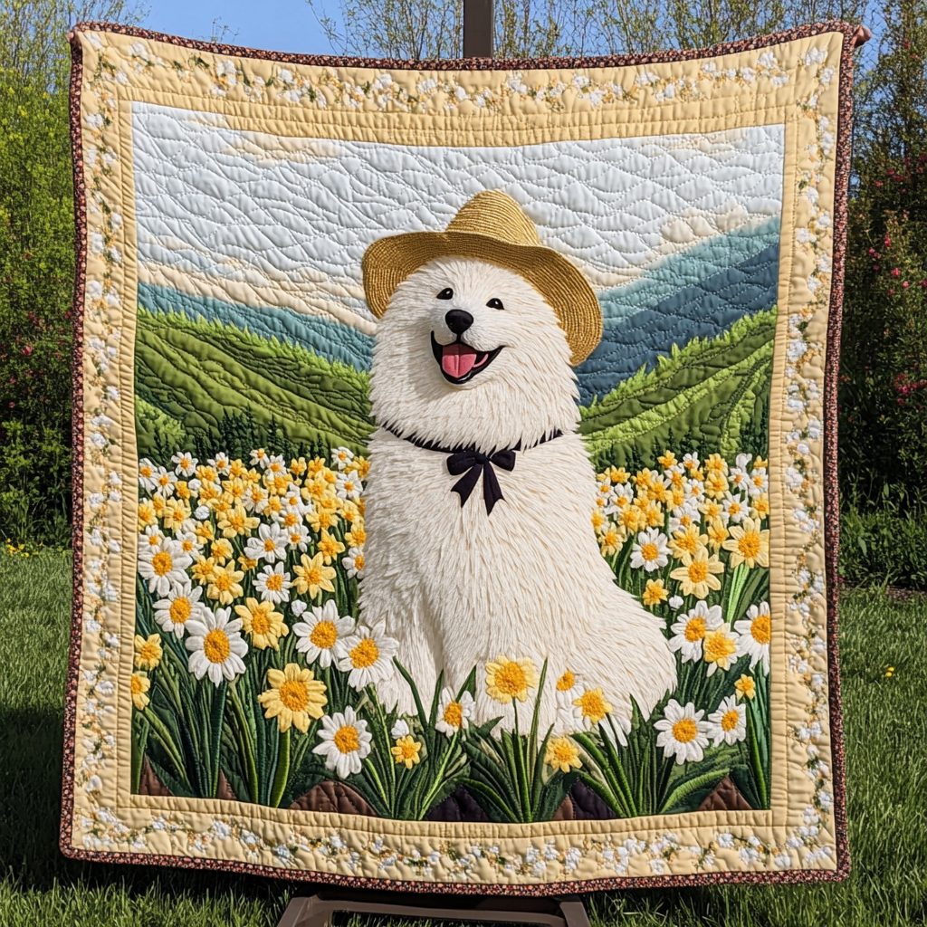 Samoyed Smile Quilted Blanket Dog And Owner Gift Ideas