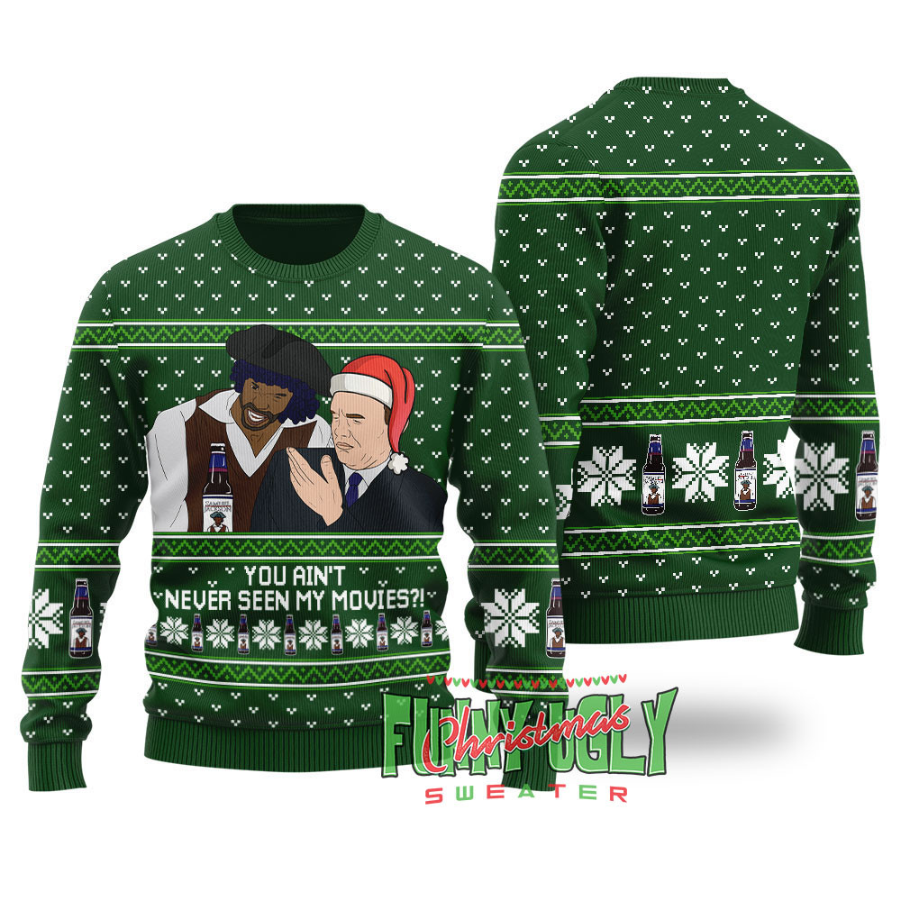 Samuel Jackson Beer Christmas Sweater Forest Green Exclusive Christmas Sweater Merch Gift Edition