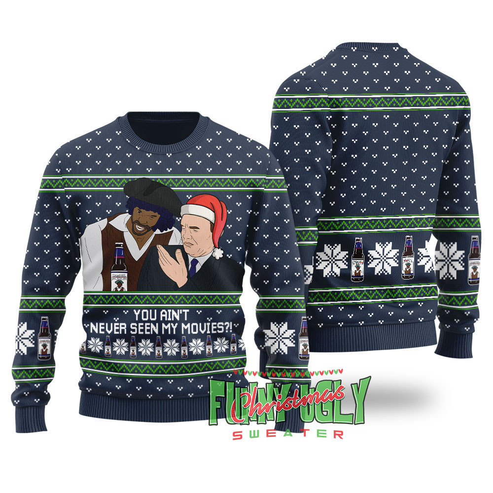 Samuel Jackson Beer Christmas Sweater Navy Custom Holiday Sweater Merch That Warms the Heart